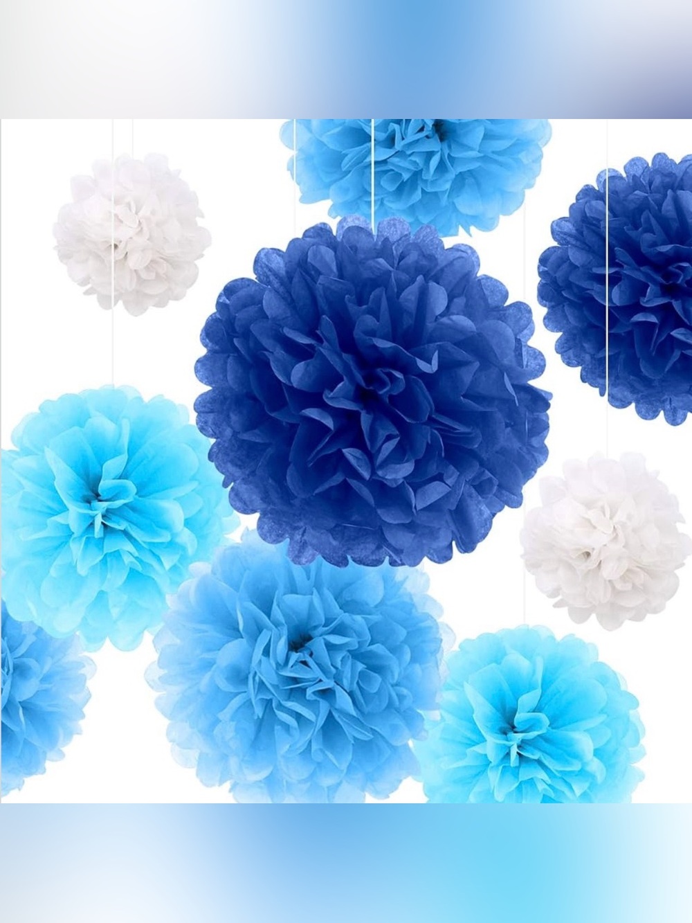 NEW BINPENG PAPER POM POMS HANGING FLOWER DECORATIONS 4 SETS - 32 PIECES TOTAL